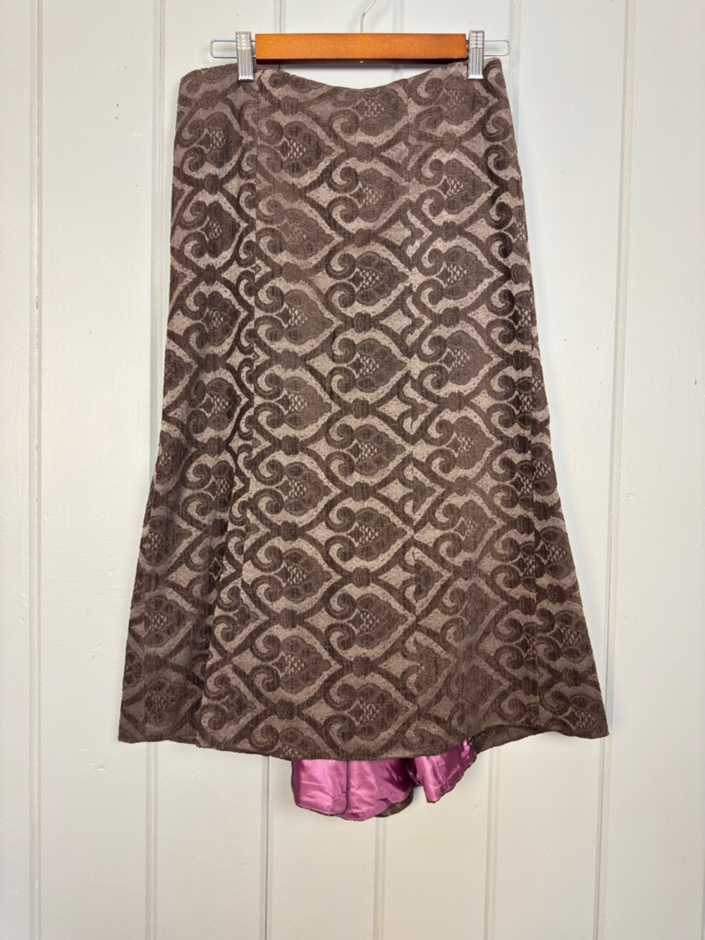 Spoken Canada Vintage Midi Skirt Jacquard Gaudet Back Rich Purple Lining size 4